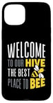 Coque pour iPhone 15 Plus Joli jeu de mots humoristique « Welcome To Our Hive Bee Conservation »