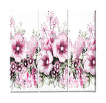 Homemania Tableau Fleurs - 3 Pieces - Nature - pour Salon, Chambre - Multicouleur en Polyester, Bois, 69 X 3 X 50cm - HM203PKNV-120