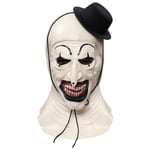 Clown Mask Evil Bloody Mouth Clown Mask Med Svart Hatt Läskig Killer Joker Mask Halloween Cosplay Kostymfest Rekvisita（Vit）