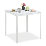 Relaxdays Table de Jardin, résistante aux intempéries, Jardin, HxLxP: 74,5 x 78 x 78 cm, Plastique & Acier, Blanche