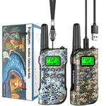 Talkie Walkie Enfants Rechargeable, 48 Heures de Temps de Travail, Longue Portée de 3 Kilomètres, Jouets de Plein air pour Enfants de 3 à 12 Ans, Lot de 2 Camouflages