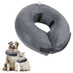 Nobleza - Collerette Chien Gonflable, Ajustable Collier de Récupération Chien Chat, Collerette pour Chien Anti Léchage Collerette Chat Anti Grattage avec Velcro (Gris, S)