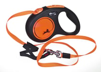 Flexi New Neon Bånd M, 5M, 25Kg, Black/Neon Orange