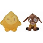 Disney Wish Star 25cm, soft cuddly character, Yellow & Disney Wish Valentino 25cm, soft cuddly character, Brown