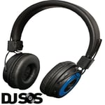 Wireless or Wired Bluetooth 5.0 Headphones On Ear, Micro SD FM and Mic Blue