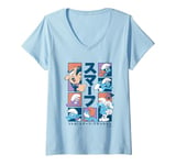 Womens The Smurfs Gargamel Little Smurfs Attention Kanji Big Logo V-Neck T-Shirt