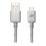 iFrogz UniqueSync Braided USB A to C Fast Charge Cable Silver 1m