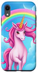 iPhone XR Colorful Unicorn in Clouds with Bright Rainbow Case