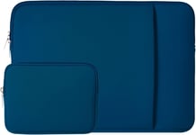 Rainyear Housse 15 Pouces Ordinateur Portable De Protection Sacoche Laptop Sleeve Avec Poche Avant Accessoires Pochette Compatible 15,4 Macbook Pro Spécialement Pour A1938 A1707 A1990(Bleu Marin)