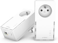 Powerline 1000 Kit Duo Prises CPL Kit CPL 1000 Mbps Compatible Toute Box/Routeur 1 Port Ethernet + Prise Filtrée Installation Rapide Accès Internet Haut Débit Partout Blanc