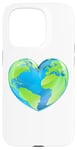 Coque pour iPhone 15 Pro Globe terrestre en forme de cœur