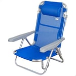 AKTIVE 62608 62608-Chaise de Plage 5 Positions avec tête Beach 60 x 47 x 83 cm Unisexe Adulte, Bleu Marine, MEDIANO