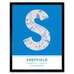 Sheffield England United Kingdom City Map Modern Typography Stylish Letter Framed Word Wall Art Print Poster for Home Décor