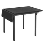 VASAGLE Table de Salle à Manger Pliable, Table de Cuisine Extensible, Bureau, pour 2 à 4 Personnes, Rectangulaire, avec Abattants, pour Petits Espaces, Noir Boisé et Noir d'encre KDT077B03