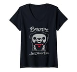 Womens Skelanimals Maxx The Bulldog Beware Love Never Dies Logo V-Neck T-Shirt