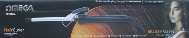 Omega 20310 Hair Curler Curling Tong Slim Barrel size 10mm NEW