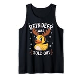 Reindeer Christmas Xmas Duck with Reindeer Antlers Tank Top