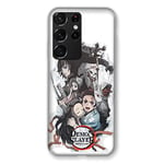 Coque pour Samsung Galaxy S21 Ultra Manga Demon Slayer Blanc