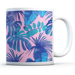 Blue Tropical Leaves - Drinks Mug Cup Kitchen Birthday Office Fun Gift #14672