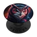 Cosmic Owl Starry Night Mystical Hooded Owl Galaxy PopSockets PopGrip Adhésif