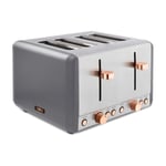 Tower T20051RGG Cavaletto 1800W 4 Slice Toaster - Grey and Rose Gold