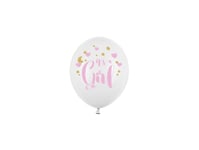 Partydeco Sb14p-233-008-6, Toy Balloon, Latex, Guld, Rosa, Vit, Temafest, Oval, 30 Cm