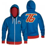 Overwatch Solder 76 Hoodie BLå/Röd (2X-Large)