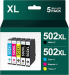 502 xL Cartouches d'encre Compatible pour Epson 502 502xL pour xP-5100 xP-5105 xP-5150 xP-5155 WF-2860DWF WF-2865DWF WF-2880 WF-2865 DWF (Noir, Cyan, Magenta, Jaune)