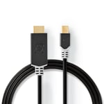 Nedis Mini DisplayPort kaapeli | DisplayPort 1.4 | Mini DisplayPort Uros | HDMI™ liitin | 48 Gbps | Kullattu | 2.00 m | Pyöreä | PVC | Antrasiitti | Ikkunallinen laatikko