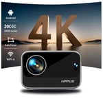 HIPPUS Videoprojecteur 4k WiFi Bluetooth avec 20000 Lumens, Projecteur Video Boxsy Auto Focus/Keystone, Retroprojecteur Portable Home Cinéma 200" pour USBx2 HDMI AV Audio