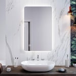 Illuminated LED Bathroom Mirror With White Lights Single Touch Sensor Switch Wall Mounted IP44 Smart Modern Bathroom Vanity Mirror 800x500mm