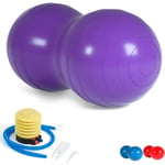 Jordnötsboll för barn, anti-burst träningsboll, 90x45cm yogaboll med pump, gymkvalitets fitnessboll för graviditet Purple