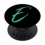 Coque de téléphone avec initiale E dégradé bleu Cool Ombre Lettre E PopSockets PopGrip Interchangeable