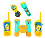 Lexibook, Moi, Moche et méchant, Set d'aventurier Complet Minions pour Enfant, Talkies-Walkies 120m, Jumelles, Lampe-Torche, Boussole, Bleu/Jaune, RPTW12DES