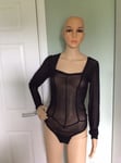 Bnwt Free People Intimately Sheer Black LS Bodysuit - Medium