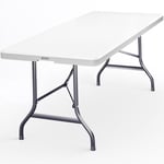 Casaria® Table de camping pliable 220 x 70 cm 10 personnes légère en plastique blanc poignée de transport pique-nique