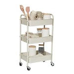 Love IT Store IT Chariot De Rangement en Métal - Desserte À roulettes avec 3 Niveaux pour La Cuisine, La Salle De Bain, Le Bureau - 44x30,5x78 cm - Gris Clair