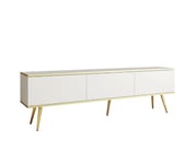 Meuble TV  Blanc Avec Pieds En Or, 175 X 53 X 32 Cm