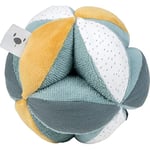 Nattou Balle d'Activités en Coton et Polyester, Balle en Peluche avec Hochet et Couinement, Pour Nouveau-Nés et Prématurés, ∅ 15 cm, Lapidou, Vert