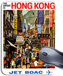 Vintage Hong Kong Travel Poster Mouse Mat. Airline Advert Mouse Pad