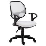 Chaise de bureau cool fauteuil pivotant et ergonomique avec accoudoirs, siège à roulettes et hauteur réglable, mesh blanc - Blanc