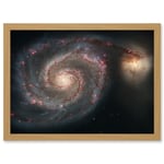 Hubble Space Telescope Image Whirlpool Galaxy M51 Companion Swirling Structures Dust Clouds Gas Spiral Staircases Pink Blue Star Birth Regions Art Pri