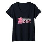 Womens Funny Pig Missing You Pig Time V-Neck T-Shirt