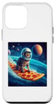 Coque pour iPhone 12 mini Chat surfant sur planche de surf pizza, chat portant un casque de surf