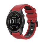 For Garmin Fenix 7S Sapphire Solar 22mm Silicone Sports Two-Color Watch Band(Red+Black)