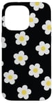 iPhone 14 Pro Max White Daisy Flower Pattern Yellow Floral on Black Case