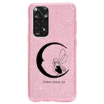 Coque Redmi Note 11 4G et 11S paillettes rose fee lune