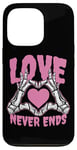 Coque pour iPhone 13 Pro Love Never Ends E-Girl E-boy Rose Foncé Gothique Romantique Art