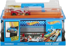 Hot Wheels Race Case Track Set Take It Race It 2 Cars & Launchers Store 12 Cars.