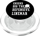 Discours graphique amusant Chicks Dig The Defense Lineman Player PopSockets PopGrip pour MagSafe